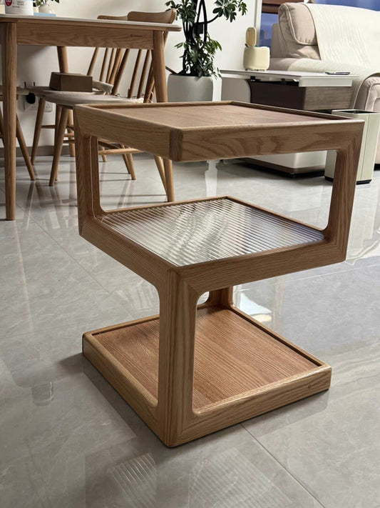 Sandwich S-Shape Side Table – Solid Oak