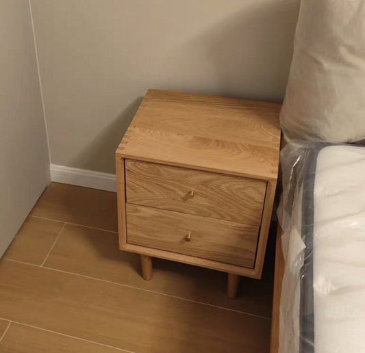 Ava 2-Drawer Bedside Table – Solid Oak