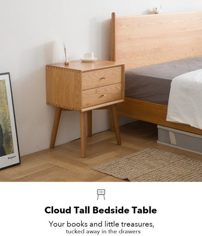 Cloud Tall Bedside Table – Solid Oak