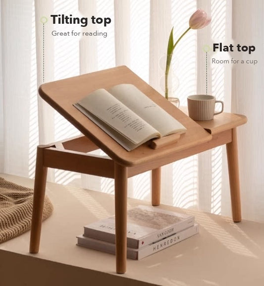 Bay Window Low Desk – Solid Oak