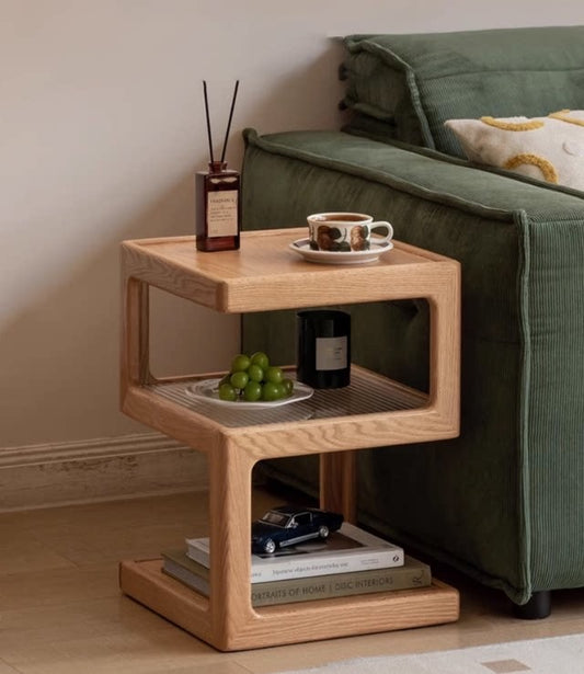 Sandwich S-Shape Side Table – Solid Oak