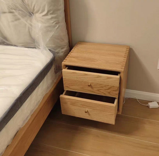 Ava 2-Drawer Bedside Table – Solid Oak