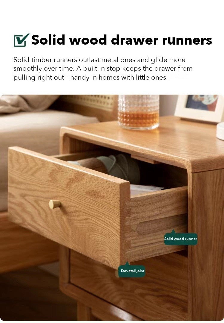 Prague 2-Drawer Bedside Table – Solid Oak