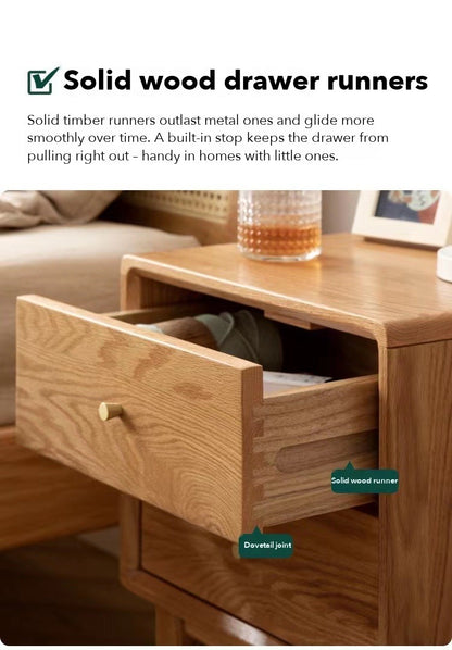 Prague 2-Drawer Bedside Table – Solid Oak