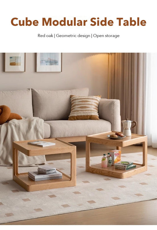 Cube Modular Side Table – Solid Oak