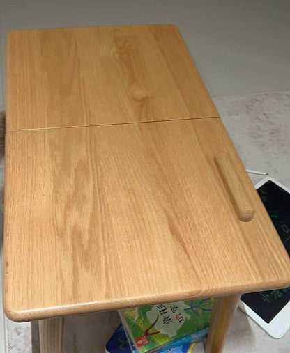 Bay Window Low Desk – Solid Oak
