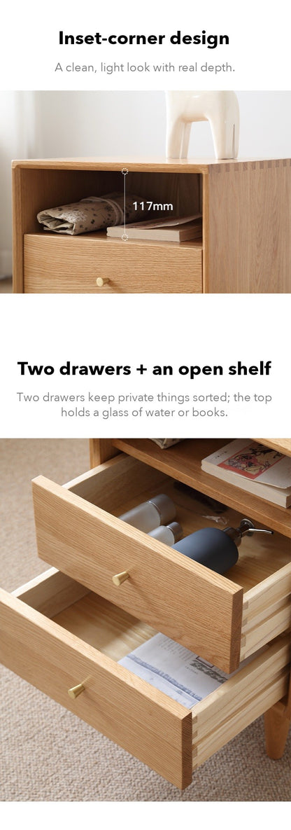 Nook Bedside Table with Shelf – Solid Oak