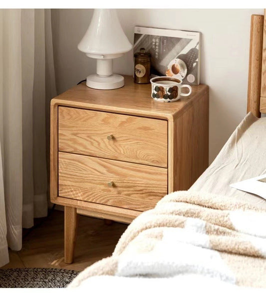 Prague 2-Drawer Bedside Table – Solid Oak