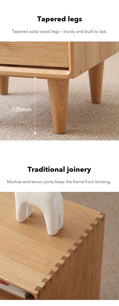 Nook Bedside Table with Shelf – Solid Oak