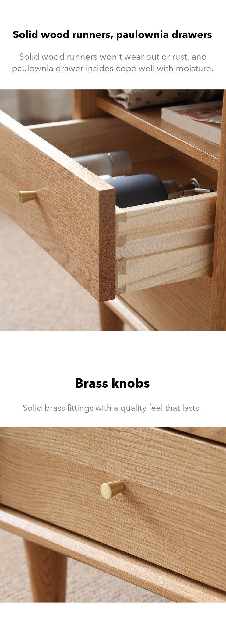 Nook Bedside Table with Shelf – Solid Oak