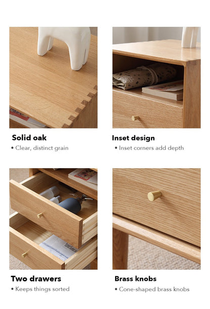 Nook Bedside Table with Shelf – Solid Oak