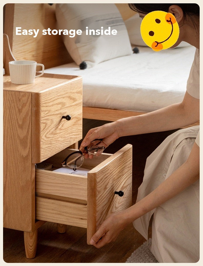 Slim Tall Bedside Table – Red Oak