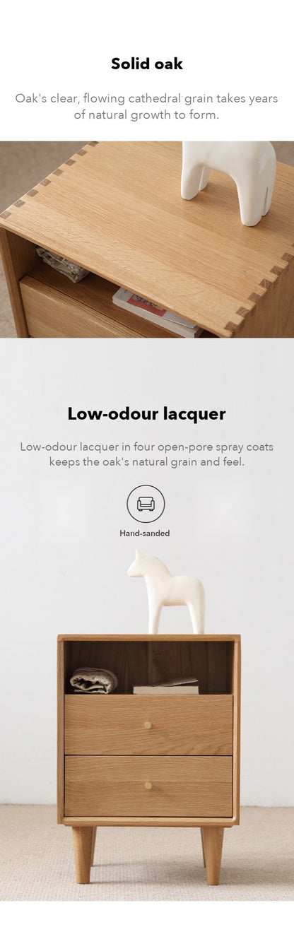 Nook Bedside Table with Shelf – Solid Oak
