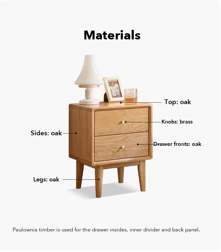 Prague 2-Drawer Bedside Table – Solid Oak