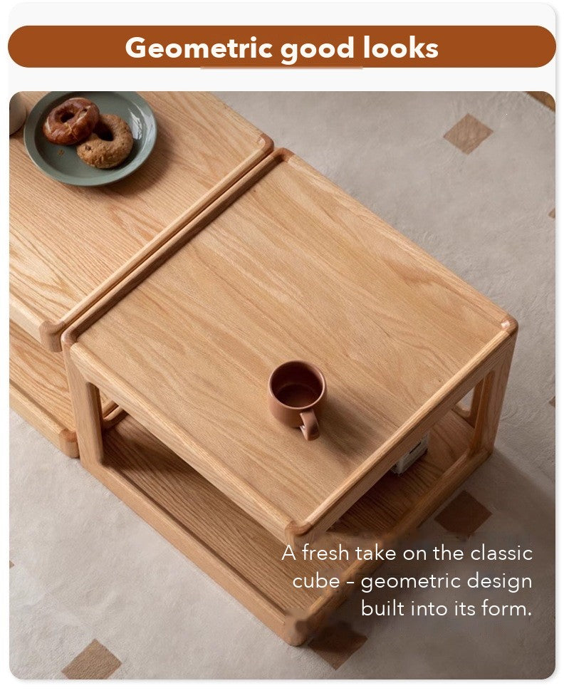 Cube Modular Side Table – Solid Oak