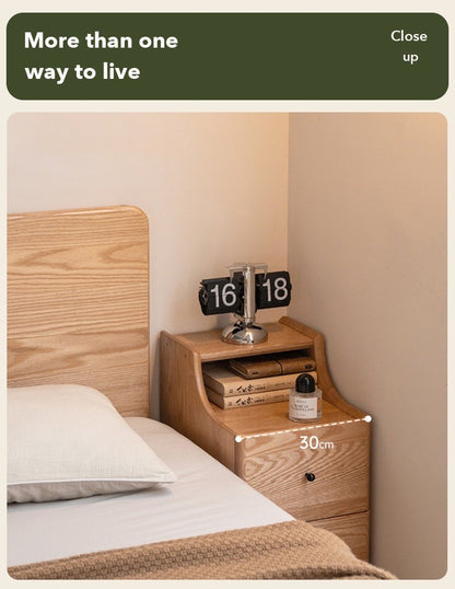 Slim Tall Bedside Table – Red Oak