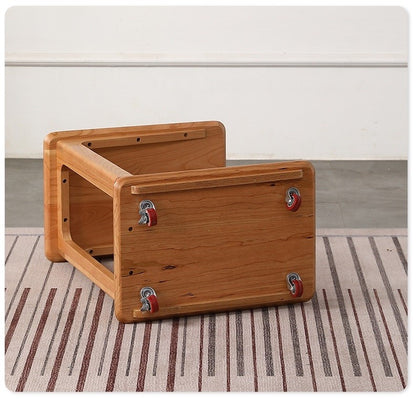 C-Shape Rolling Side Table – Cherry Wood