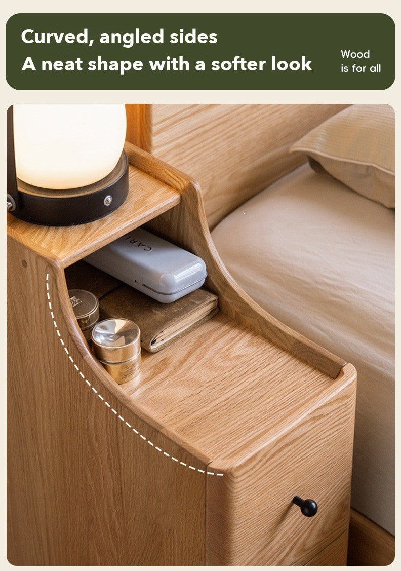 Slim Tall Bedside Table – Red Oak