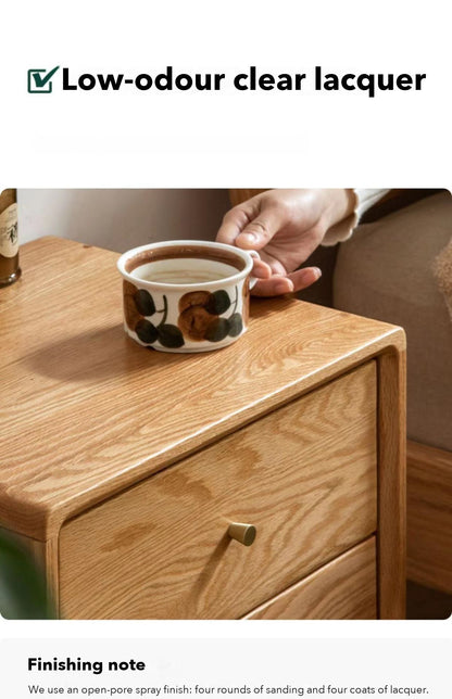 Prague 2-Drawer Bedside Table – Solid Oak
