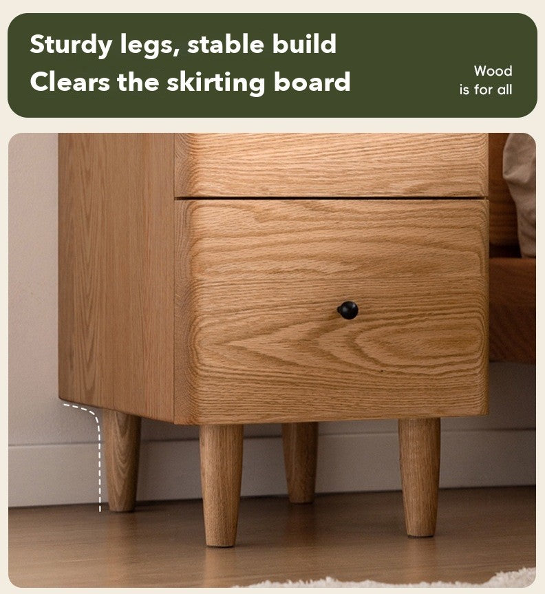 Slim Tall Bedside Table – Red Oak