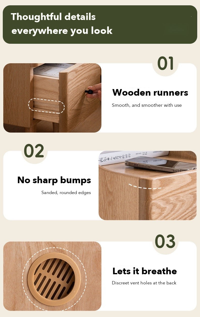 Slim Tall Bedside Table – Red Oak