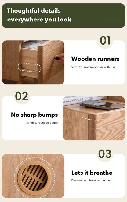 Slim Tall Bedside Table – Red Oak