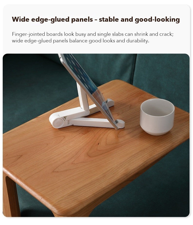 C-Shape Rolling Side Table – Cherry Wood