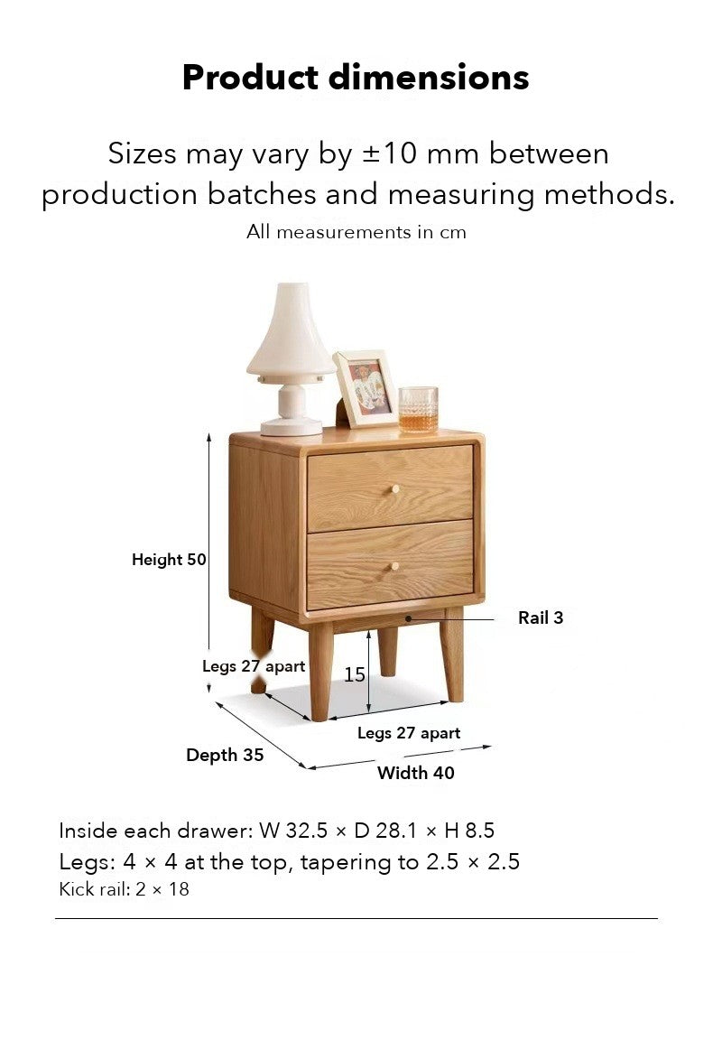 Prague 2-Drawer Bedside Table – Solid Oak