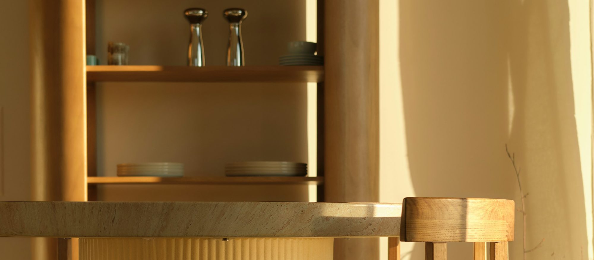 A warm timber dining setting